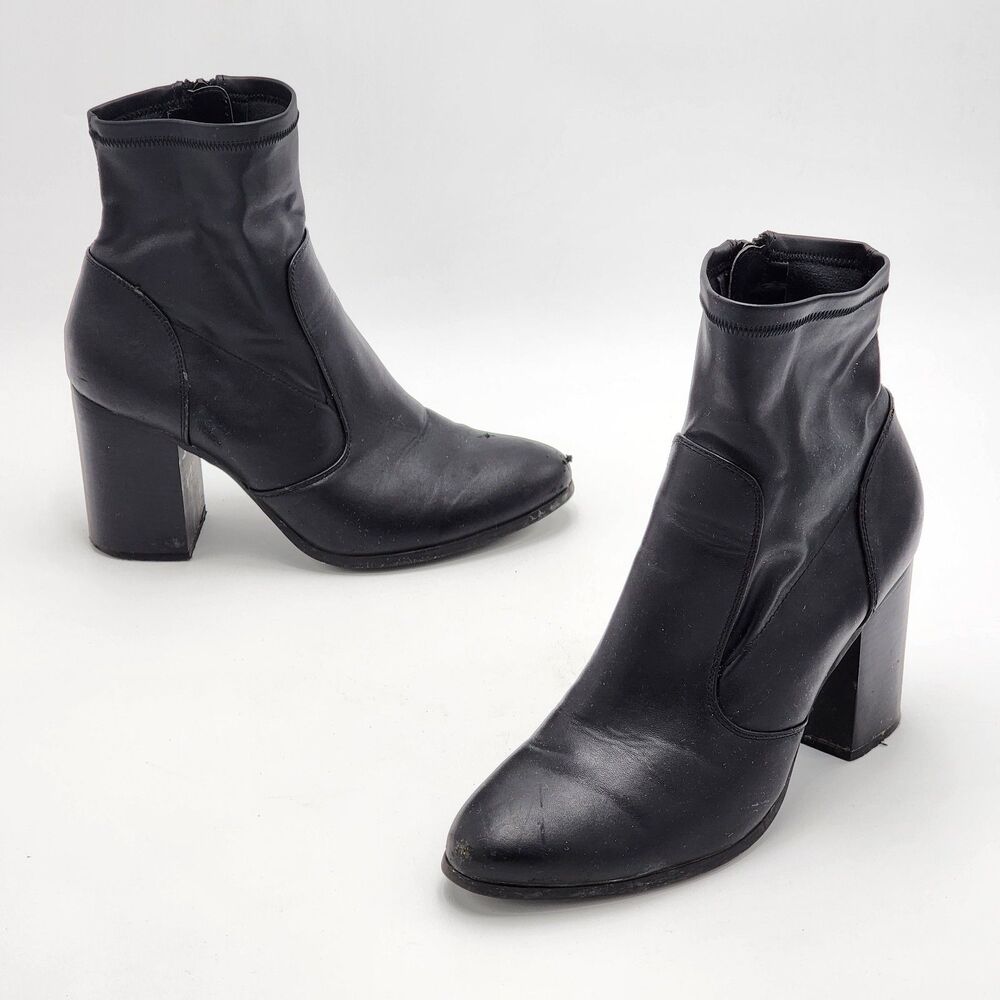 Forever 21 Faux Leather Black Stretch Ankle Boots Size 7.5